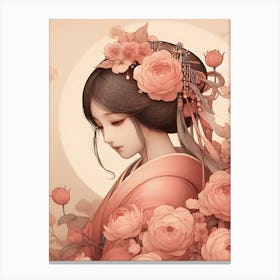 Japan Traditional Geisha Illustration By Ad 19 Canvas Print