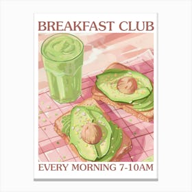 Breakfast Club Avocado Toast And Smoothie 3 Canvas Print