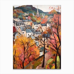 Autumn City Park Painting Princes Street Gardens Edinburgh 3 Canvas Print