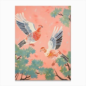 Vintage Japanese Inspired Bird Print Partridge 5 Canvas Print