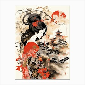 Japanese Calligraphy Illustration 7 Canvas Print