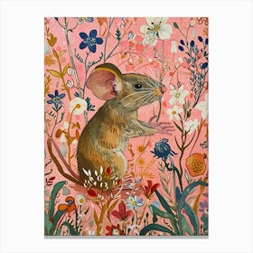 Floral Animal Painting Mouse 2 Canvas Print