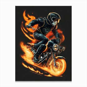 Flames On A Motorcycle Canvas Print