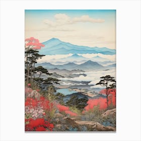 Shosenkyo Gorge In Yamanashi, Ukiyo E Drawing 3 Canvas Print