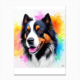 Border Collie Rainbow Oil Painting dog Canvas Print