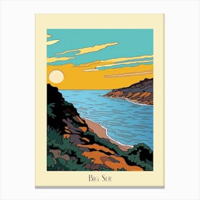 Poster Of Minimal Design Style Of Big Sur California, Usa 1 Canvas Print