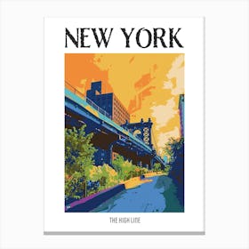 The High Line New York Colourful Silkscreen Illustration 4 Poster Canvas Print