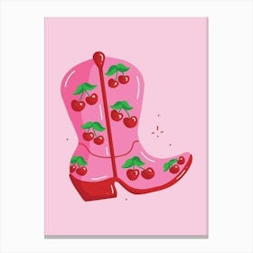 Pink Cowboy Boots Canvas Print