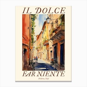 Il Dolce Far Niente Modena, Italy Watercolour Streets 2 Poster Canvas Print