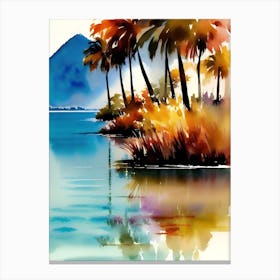 Watercolor Of Palm Trees Canvas Print