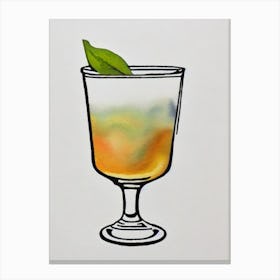 Corpse Reviver 2 Minimal Line Drawing With Watercolour Cocktail Poster Canvas Print