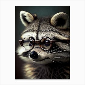 Raccoon Wearing Glasses Vintage Canvas Print