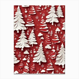 Default Seamless Red Christmas Themed Paper With Cartoon Chris 1 Canvas Print