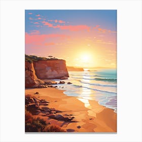 A Vibrant Painting Of Falesia Beach Algarve Portugal 4 Canvas Print