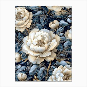 William Morris Prints Blue Flowers William Morris Exhibition Print Navy Blue Gold Poster Vintage Full Canvas Print