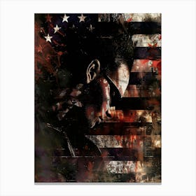 American Patriotic US Flag and Face Wall Art: Punk Aesthetic Canvas Print