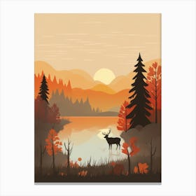 Autumn , Fall, Landscape, Inspired By National Park in the USA, Lake, Great Lakes, Boho, Beach, Minimalist Canvas Print, Travel Poster, Autumn Decor, Fall Decor 23 Canvas Print