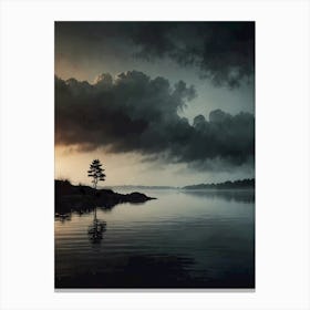 Lone Tree On A Lake Canvas Print