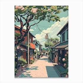 Sendai Japan 2 Retro Illustration Canvas Print