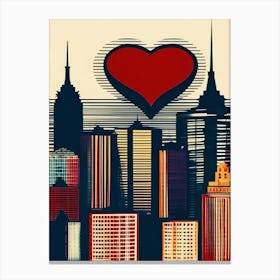 Valentine's In The City, Retro Pop Art, Vintage  Canvas Print