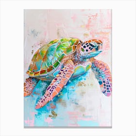 Simplistic Pastel Sea Turtle Canvas Print