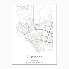 Vlissingen,Netherlands Minimalist Map Canvas Print