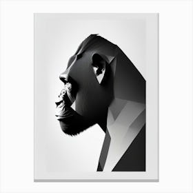 Side Profile Of A Gorilla Gorillas Black & White Geometric 1 Canvas Print
