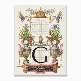 Guide For Constructing The Letter G From Mira Calligraphiae Monumenta, Joris Hoefnagel Canvas Print