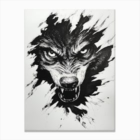 Angry Wolf Watching from Wall Hole 5 Toile