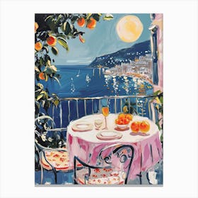 Sicily Italy Watercolour Watercolour Night Oranges Canvas Print