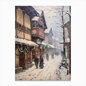 Vintage Winter Painting Leavenworth Washington Canvas Print