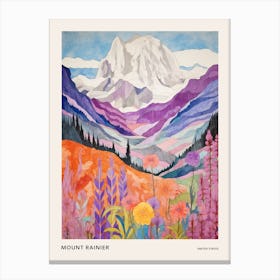 Mount Rainier United States 2 Colourful Mountain Illustration Poster Canvas Print