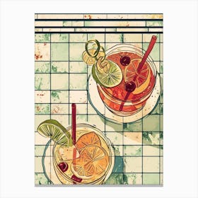 Aerial View Of Cocktails Illustration Canvas Print