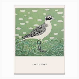 Ohara Koson Inspired Bird Painting Grey Plover 3 Poster Canvas Print