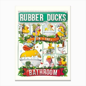 Rubber Ducks In The Bathroom Canvas Print