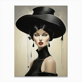 Lady In Black Hat art print Canvas Print