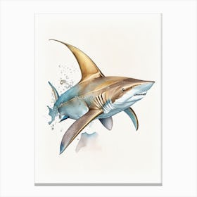 Grey Reef 1 Shark Watercolour Canvas Print