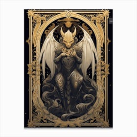  Gargoyle Tarot Card Black & Gold 2 Canvas Print
