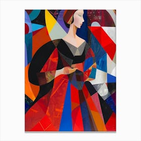 Lady In Red Dress Style Abstract Canvas Print