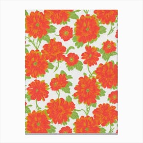 Zinnia Floral Print Retro Pattern Flower Canvas Print