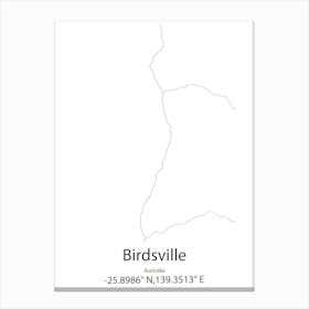 Birdsville,Australia Minimalist Map Canvas Print