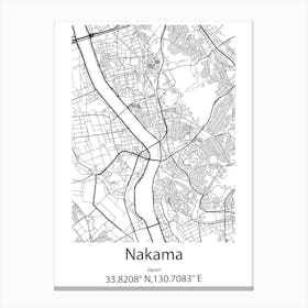 Nakama,Japan Minimalist Map Canvas Print