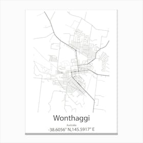 Wonthaggi,Australia Minimalist Map Canvas Print