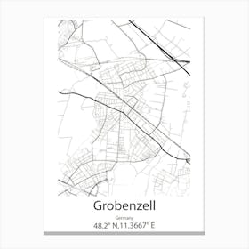 Grobenzell,Germany Minimalist Map Canvas Print