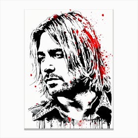Kurt Cobain Portrait Ink Painting (16) Canvas Print