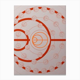 Geometric Abstract Glyph Circle Array in Tomato Red n.0194 Canvas Print