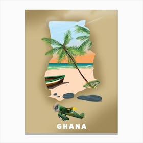 Ghana Travel Map Canvas Print