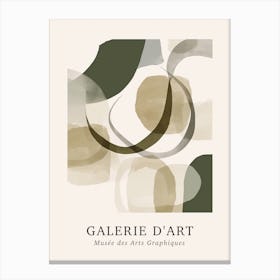 Galerie D'Art Abstract Abstract Circles Beige Green 1 Canvas Print