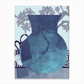 Abstract Still Life With Urn, Cyan Indigo, Collage No.12923-02 Canvas Print