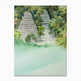 Tikal National Park Guatemala Water Colour Poster Canvas Print